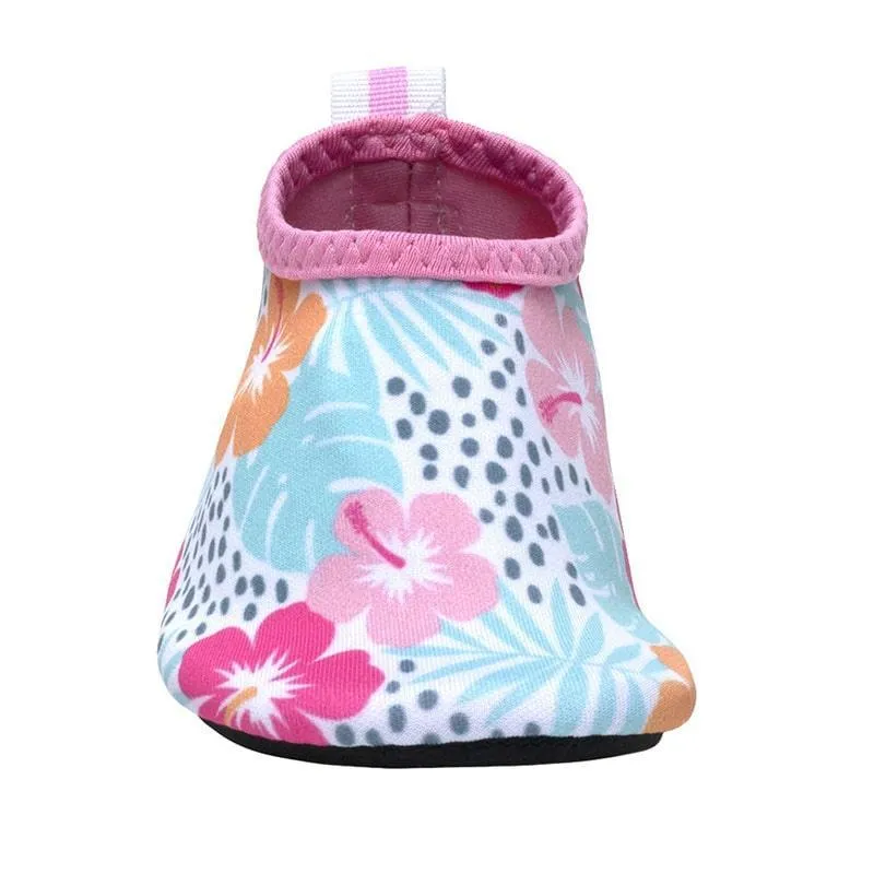 Robeez Tropical Hibiscus Aqua Shoes in White