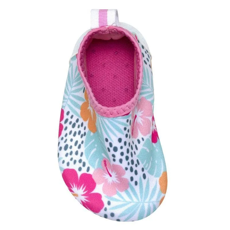 Robeez Tropical Hibiscus Aqua Shoes in White