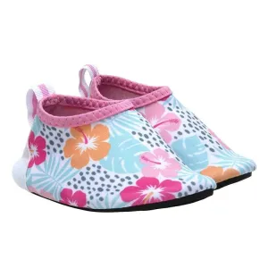 Robeez Tropical Hibiscus Aqua Shoes in White