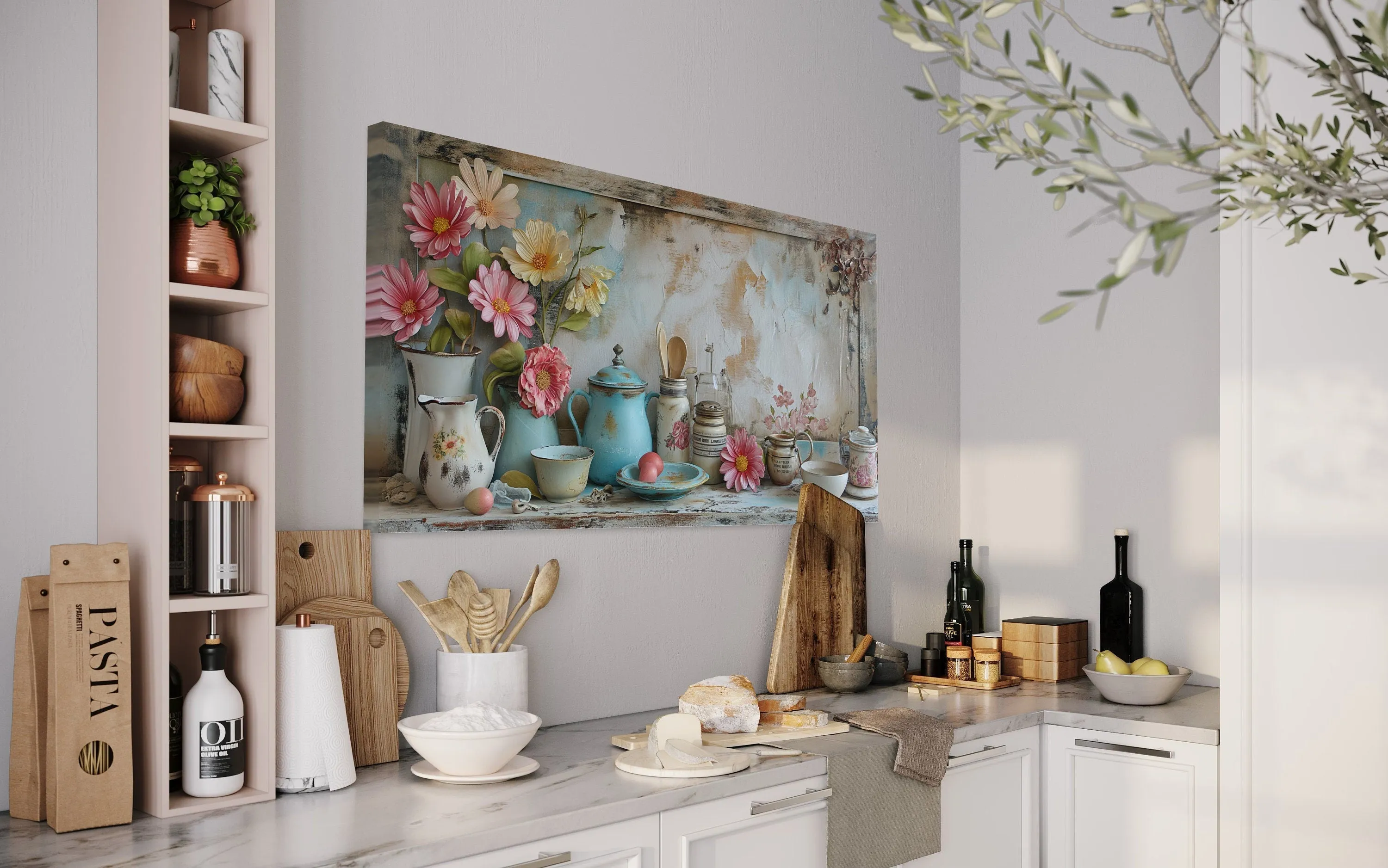 Rustic Chic Kitchenware Farmhouse Kitchen Framed Canvas Wall Art