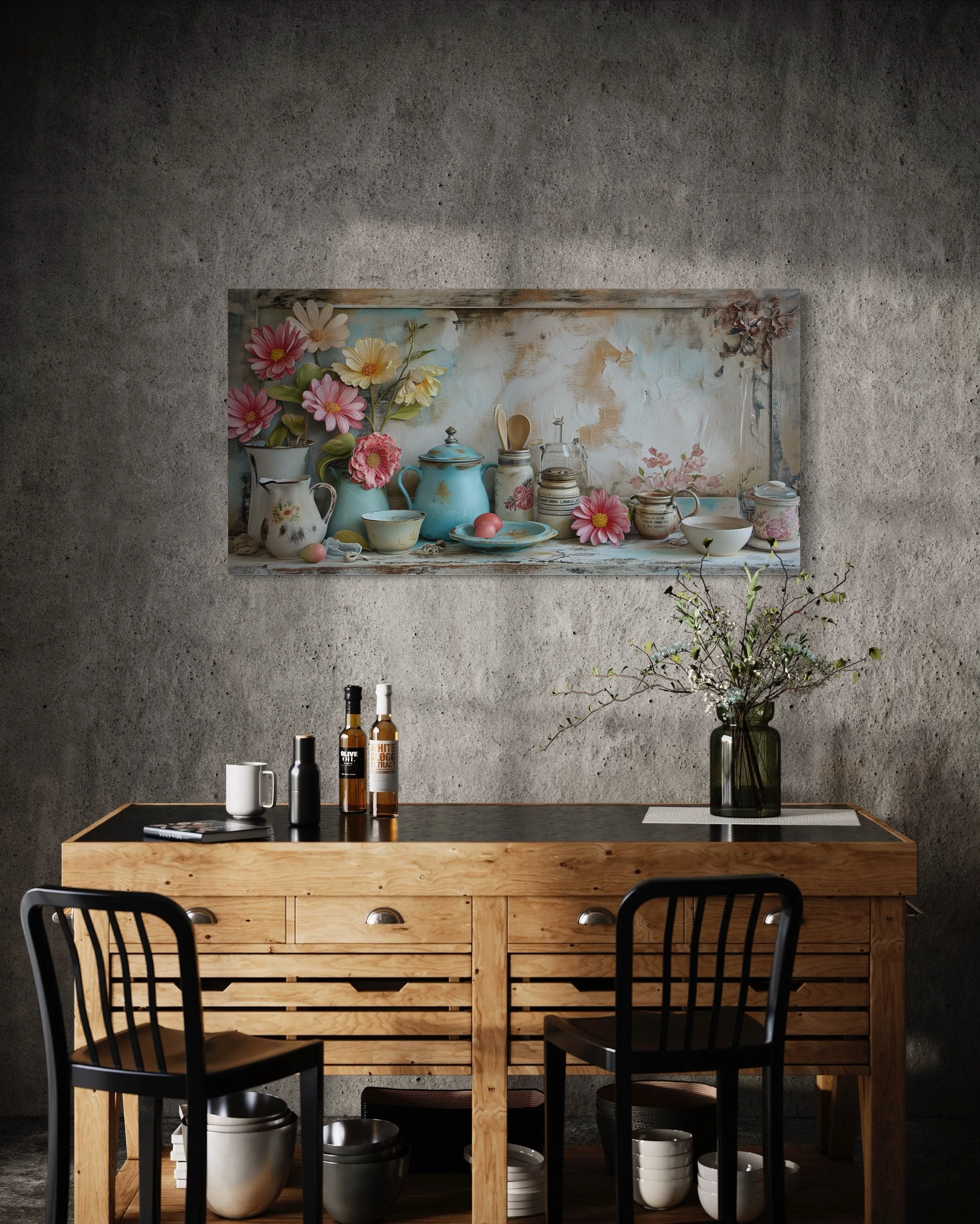 Rustic Chic Kitchenware Farmhouse Kitchen Framed Canvas Wall Art