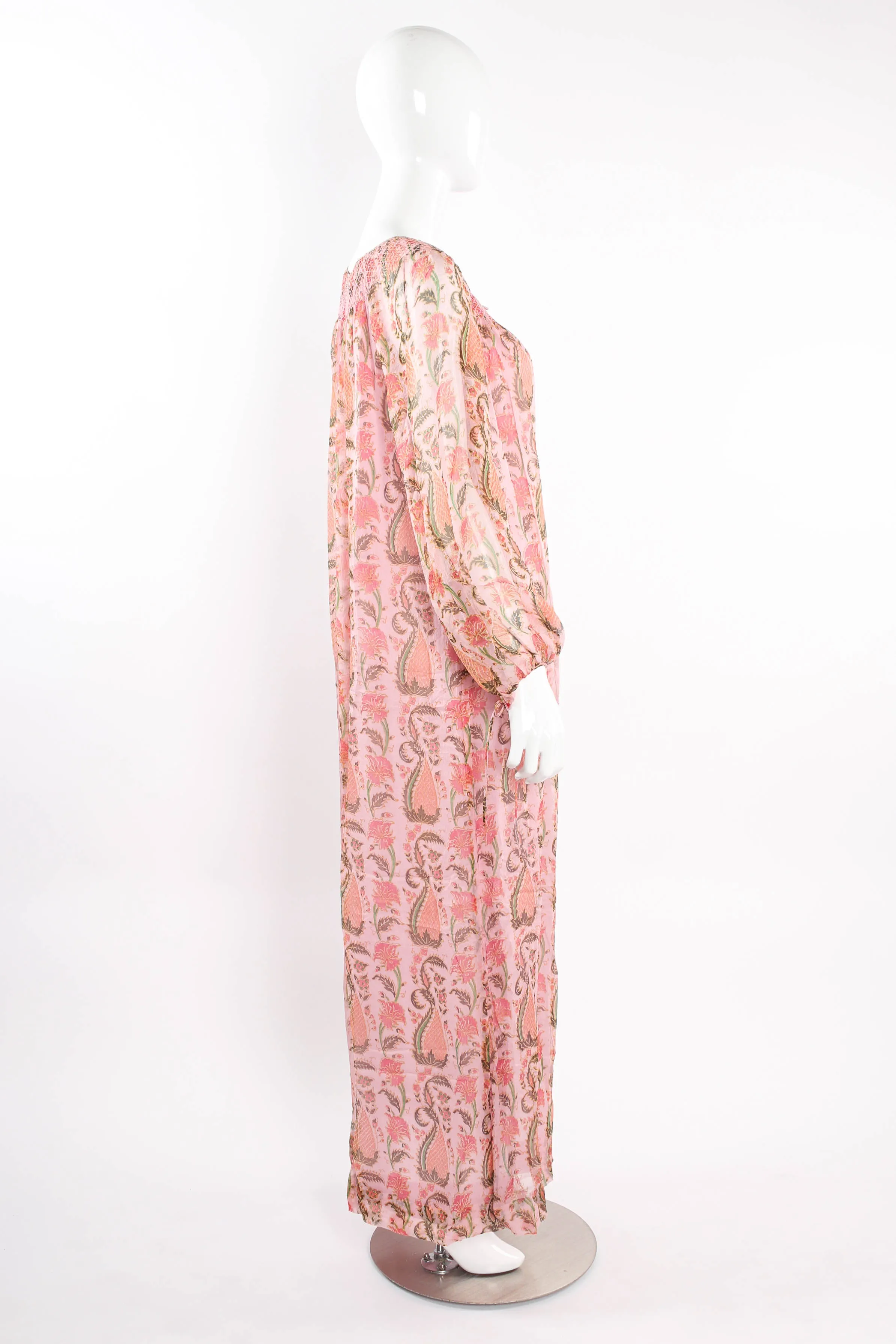 Sheer Botanical Peasant Dress