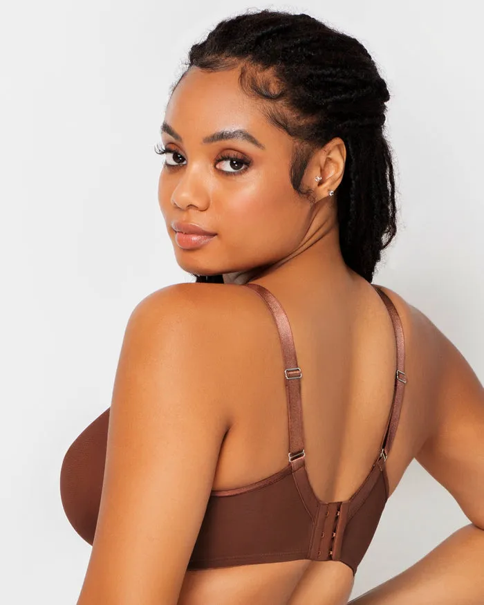 Sheer Mesh Unlined Bra - Chocolate