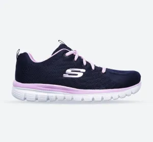 Skechers 12615 Graceful Get Connected Sport-Sneaker für Damen, weite Passform, Marineblau/Pink