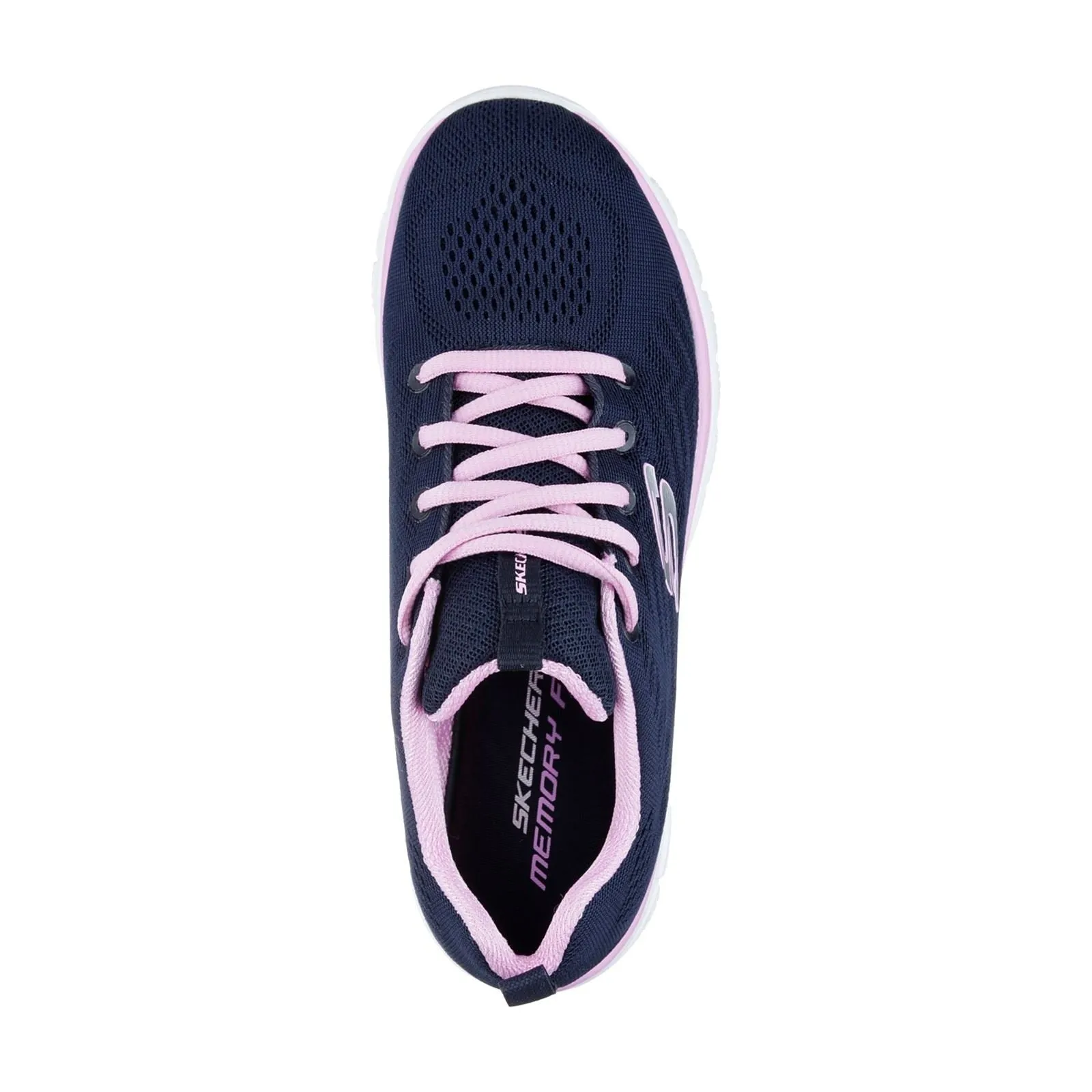 Skechers 12615 Graceful Get Connected Sport-Sneaker für Damen, weite Passform, Marineblau/Pink