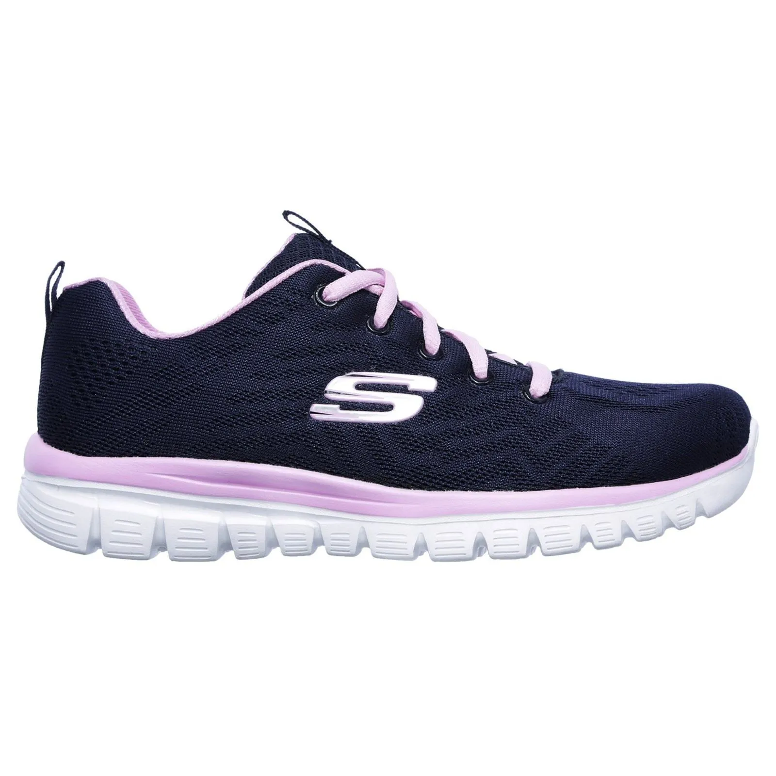 Skechers 12615 Graceful Get Connected Sport-Sneaker für Damen, weite Passform, Marineblau/Pink