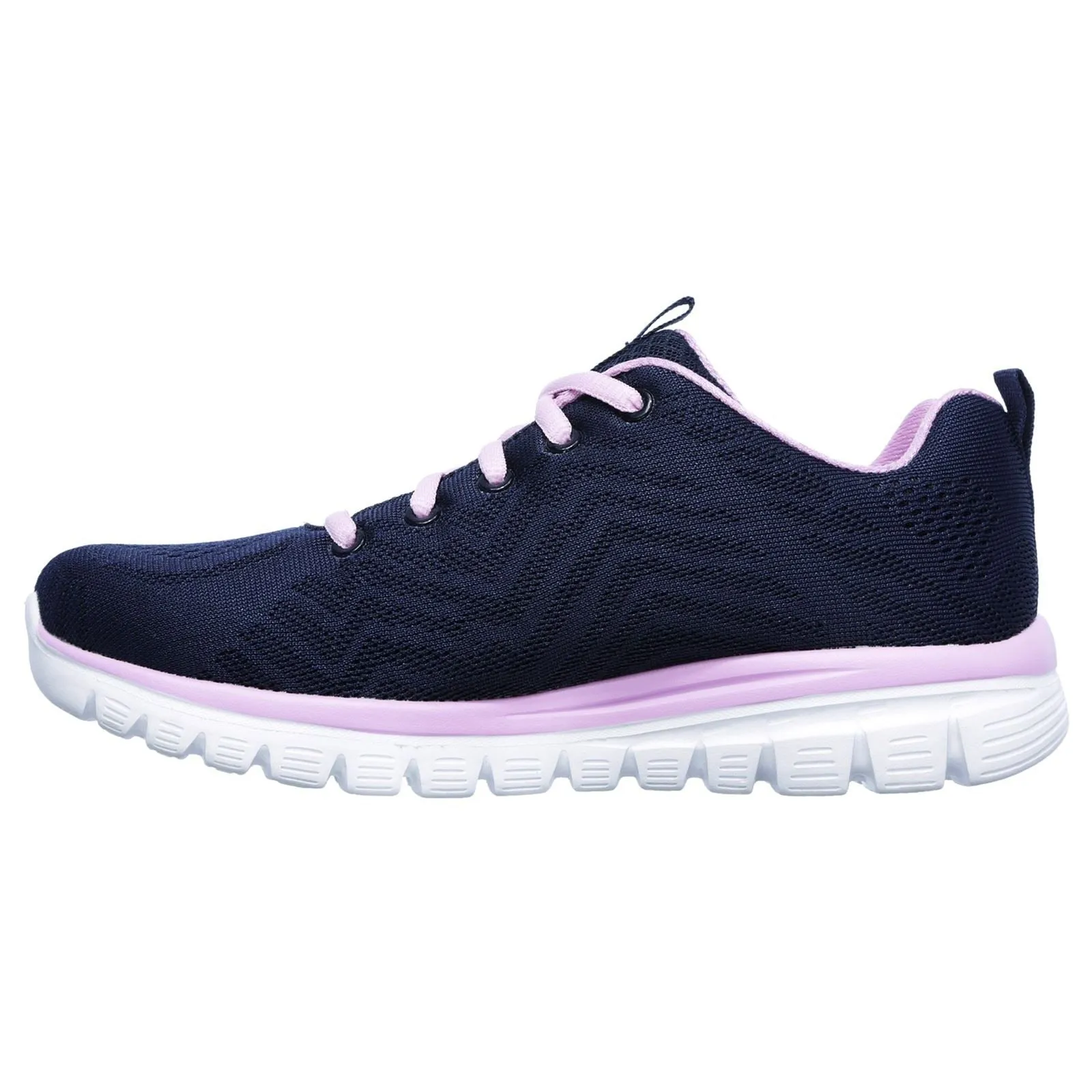 Skechers 12615 Graceful Get Connected Sport-Sneaker für Damen, weite Passform, Marineblau/Pink