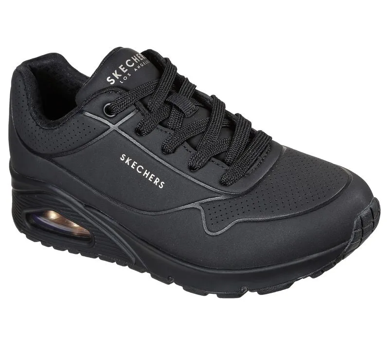 Skechers 73690 Uno - Stand On Air Walking-Sneakers für Damen, weite Passform, Schwarz
