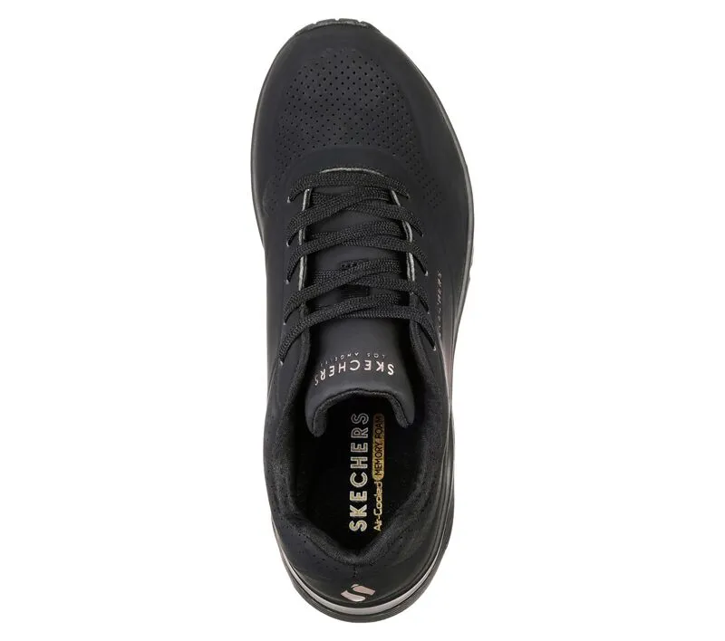 Skechers 73690 Uno - Stand On Air Walking-Sneakers für Damen, weite Passform, Schwarz