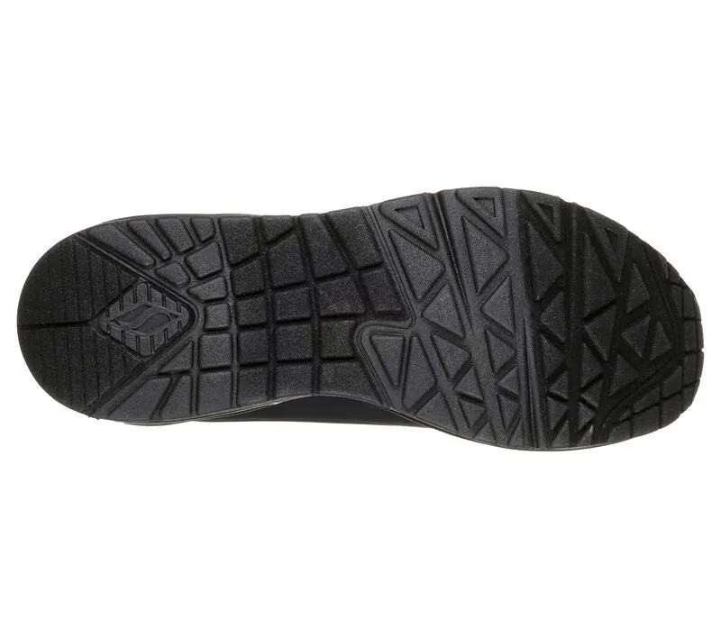 Skechers 73690 Uno - Stand On Air Walking-Sneakers für Damen, weite Passform, Schwarz