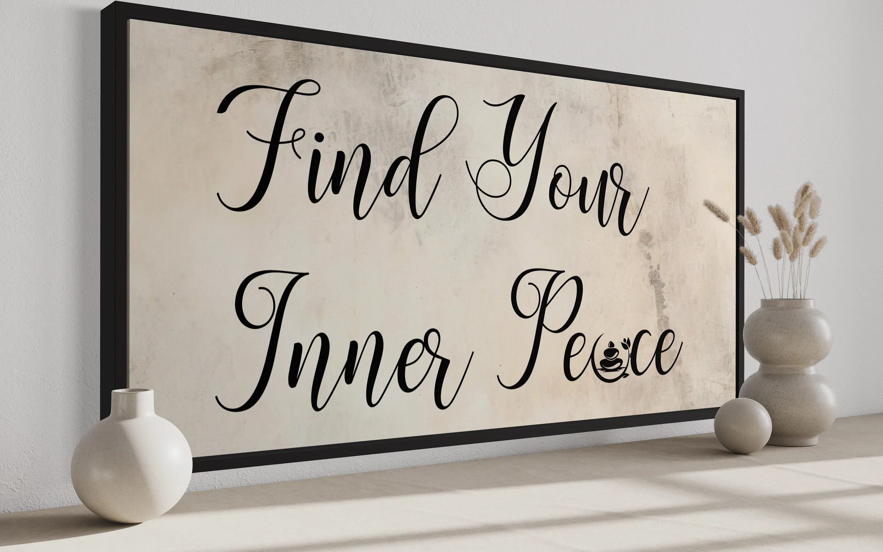 Spa Salon Wall Art Find Your Inner Peace Zen Sign Framed Canvas
