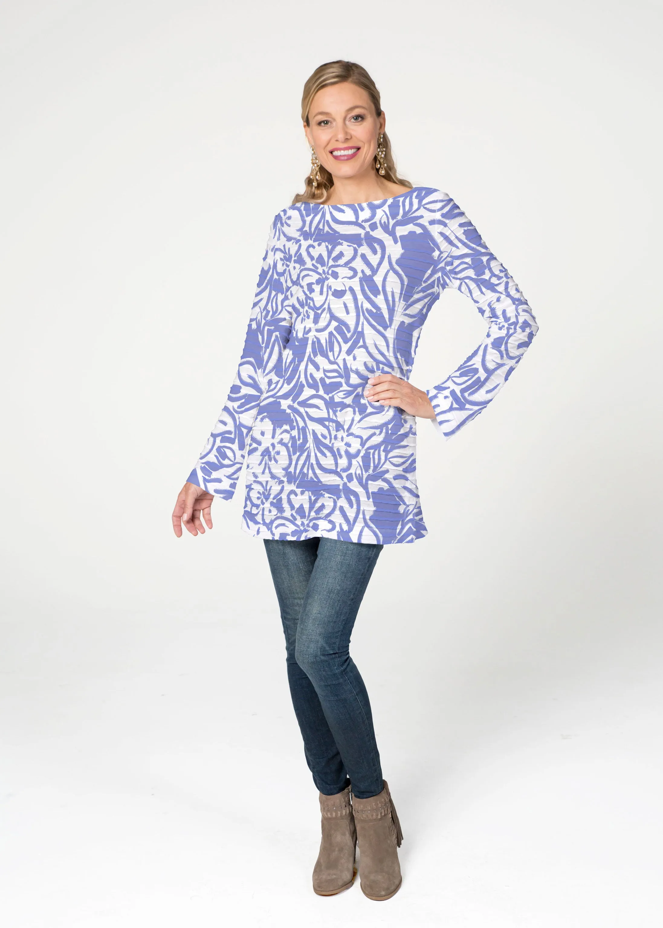 Summer Breeze Perri (8164) ~ Banded Boatneck Tunic