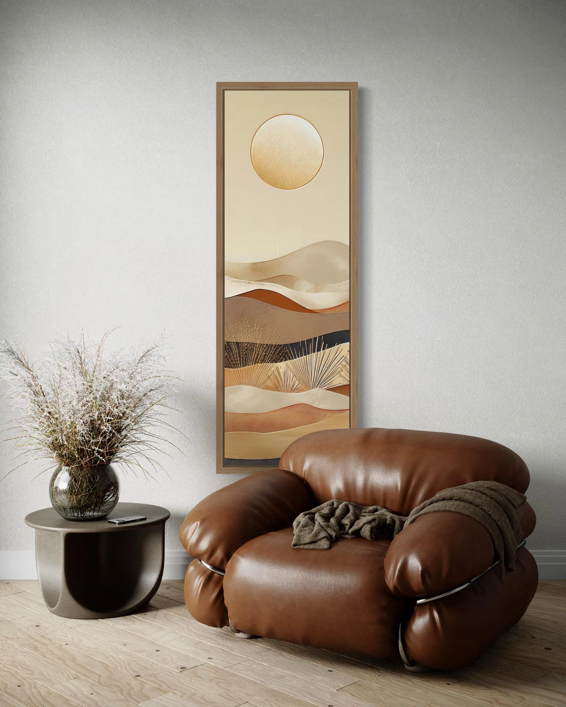 Tall Narrow Boho Desert And Sun Canvas Vertical Wall Art
