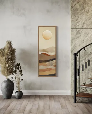 Tall Narrow Boho Desert And Sun Canvas Vertical Wall Art