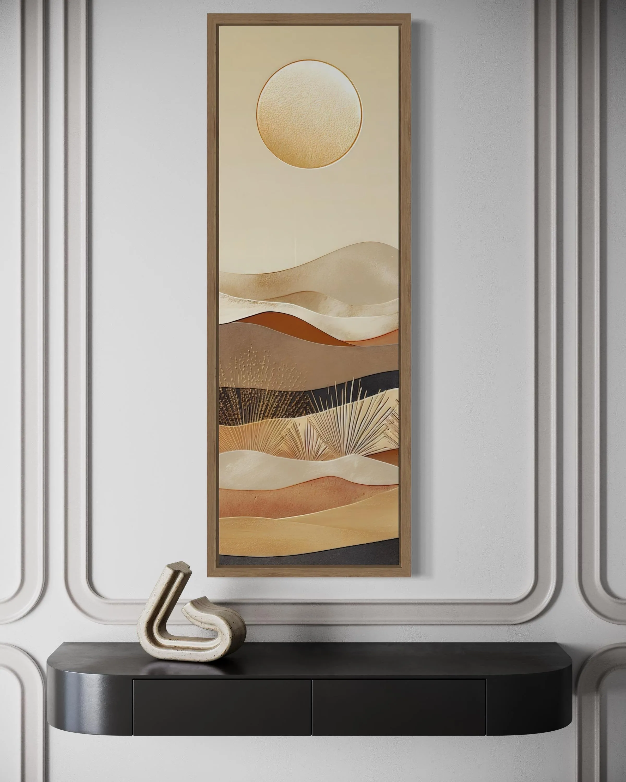 Tall Narrow Boho Desert And Sun Canvas Vertical Wall Art