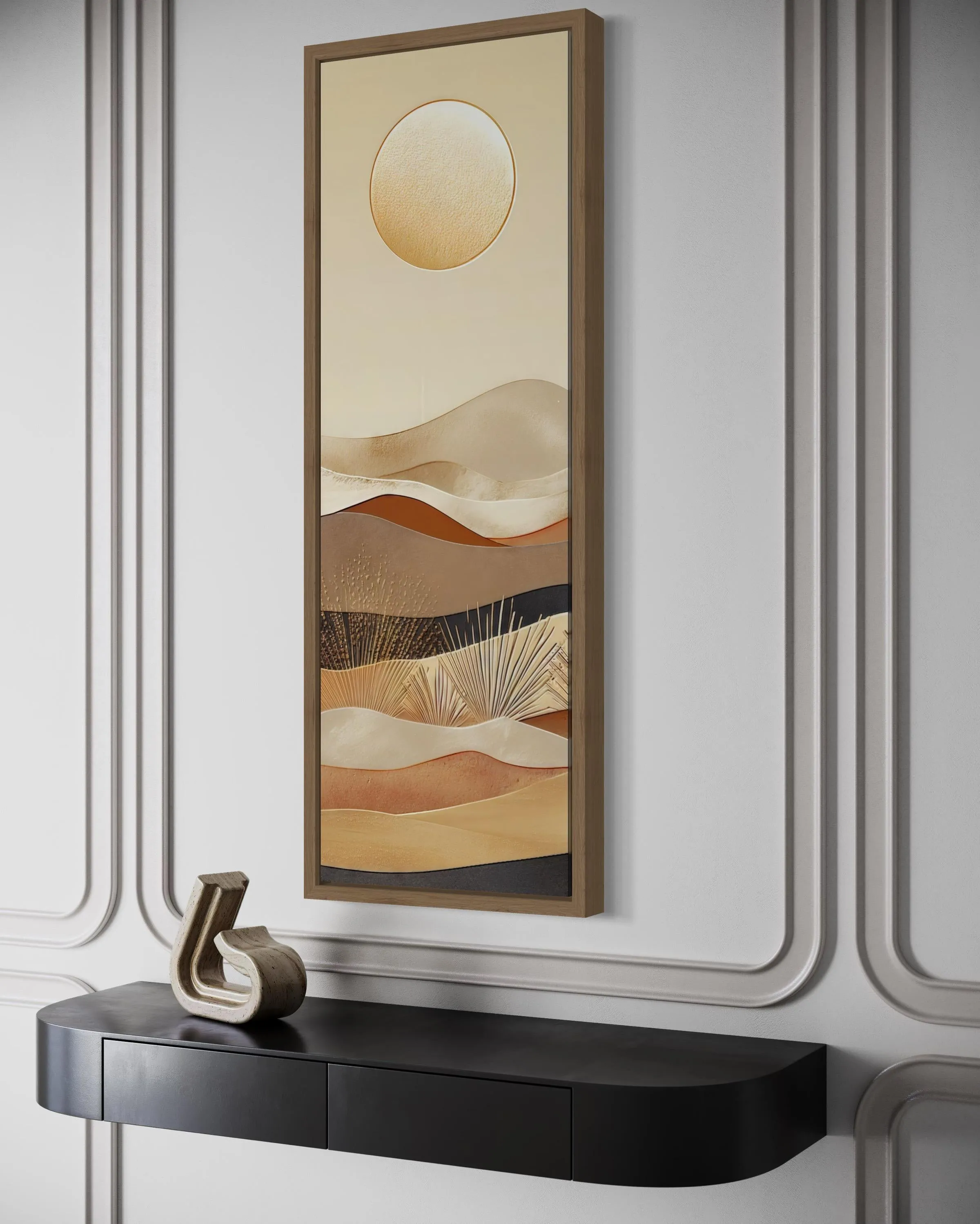 Tall Narrow Boho Desert And Sun Canvas Vertical Wall Art