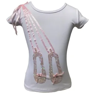 Tee Shirt Applique Ballet Shoe Child