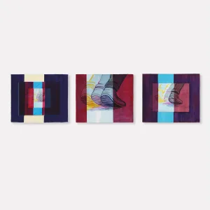 triple shoe painting in three light scenarios (triptych)