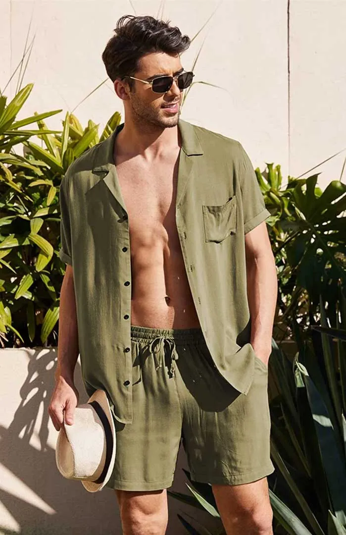 Verdant Vibe | Men's Green Egyptian Cotton Co-ord Set