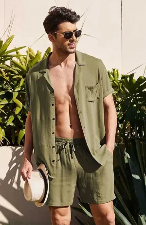 Verdant Vibe | Men's Green Egyptian Cotton Co-ord Set