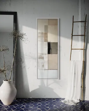 Vertical Abstract Neutral Geometric Beige Black And White Wall Art
