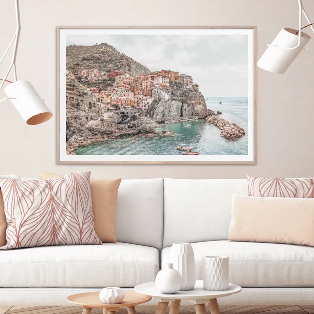 Wall Art 50cmx70cm Italy Cinque Terre Wood Frame Canvas